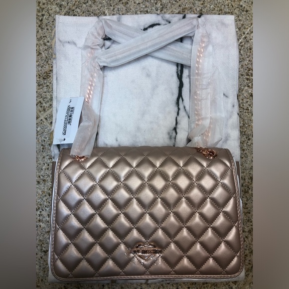 LOVE Moschino Borsa Quilted Bag Metallic Rose Gold - Brand New - Picture 5 of 9